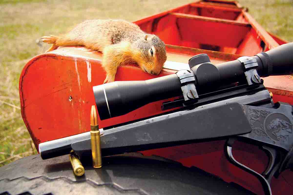 Patrick has shot quite a few Columbia ground squirrels with his 7mm TCU Contender pistol using Sierra 100-grain Varminter HPs. Expansion is minimal, but accuracy is such that vital hits are common.
